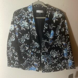 NWT Kasper Jacket Blue/White Blazer Long Sleeves Floral 10